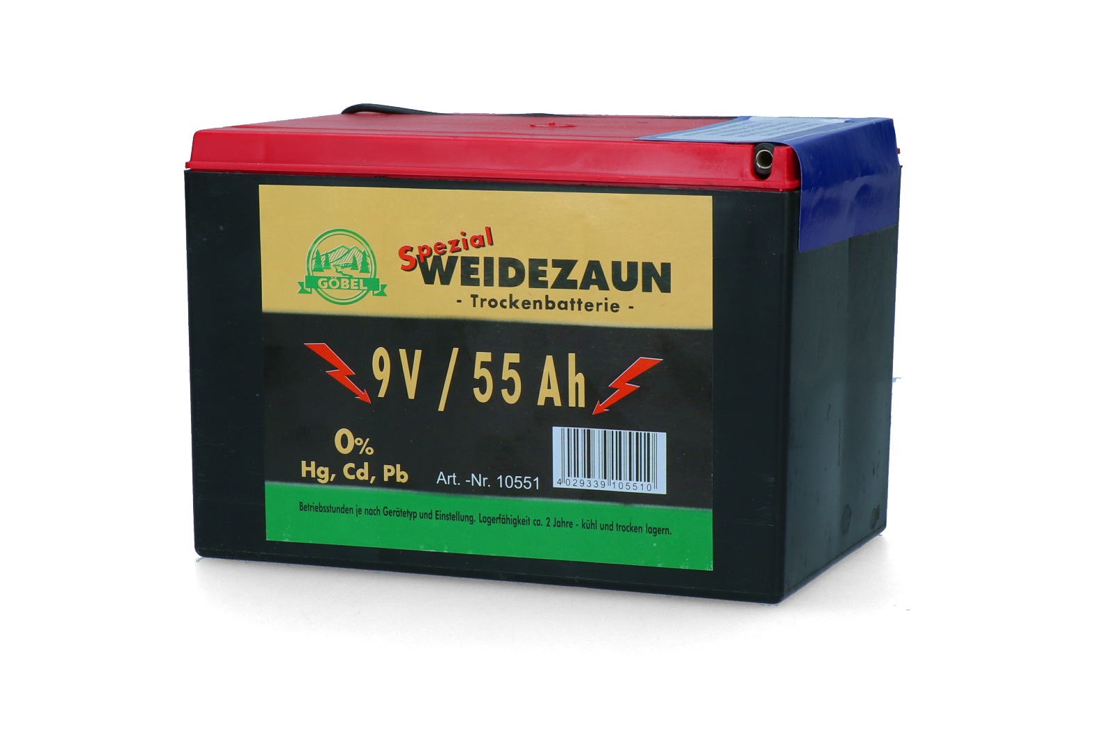 Batterij EG super 9V / 55Ah (H11,5 x L16,5 x B11,2 cm) 55 Ah - afbeelding 1