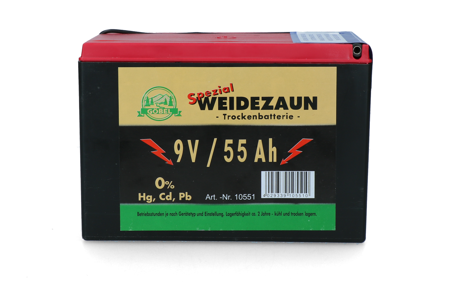 Batterij EG super 9V / 55Ah (H11,5 x L16,5 x B11,2 cm) 55 Ah - afbeelding 3